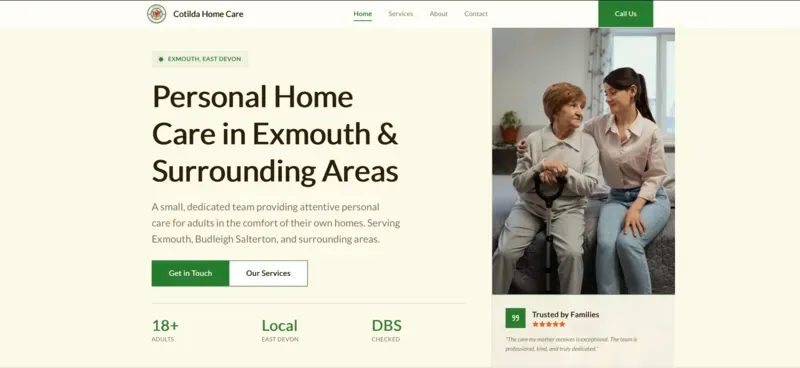 Cotilda Home Care Services website screenshot